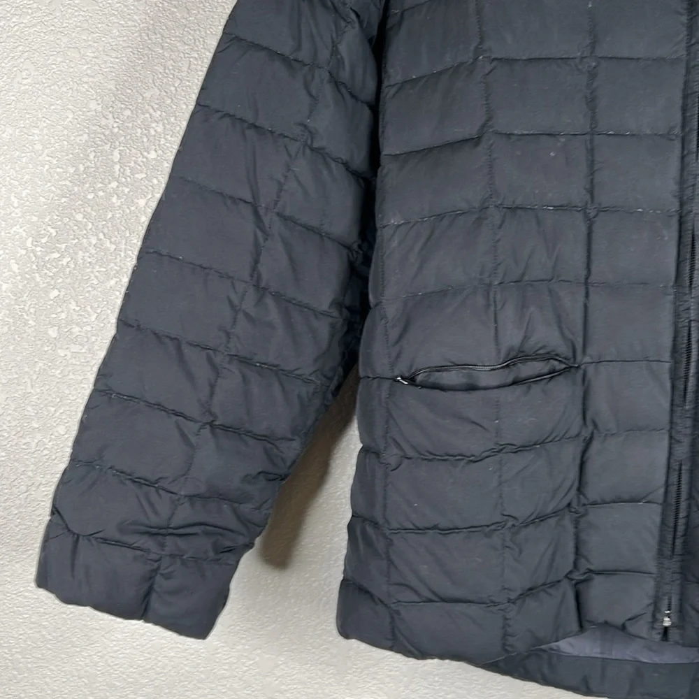 Land's End Boy's Black Down Winter‎ Puffer Jacket with Hoodie Size Small 6/8